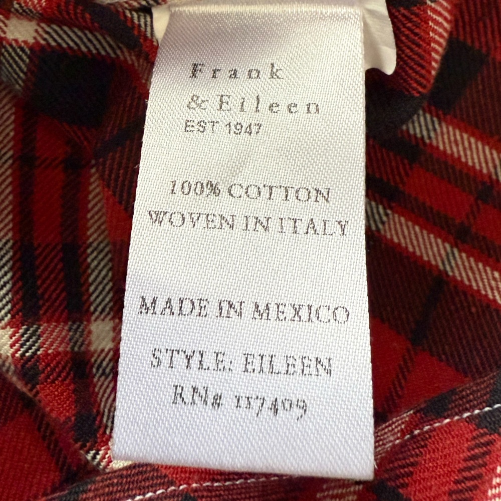 Frank & Eileen red and black plaid button up shirt XS - Picture 8 of 10